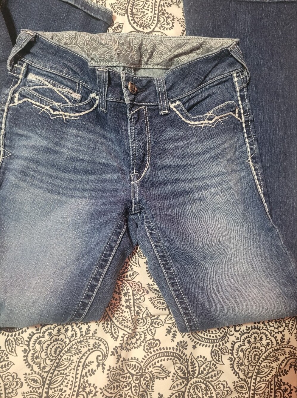 Ariat Distressed Medium Blue Bootcut Jeans I Believe Size 2 Hence  Measurement